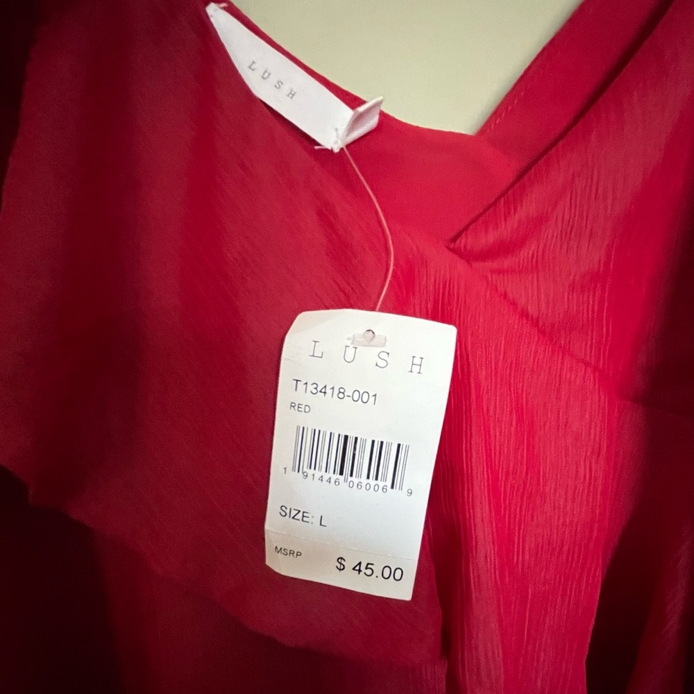 NEW One shoulder Ruffle Red Top - Picture 4 of 6